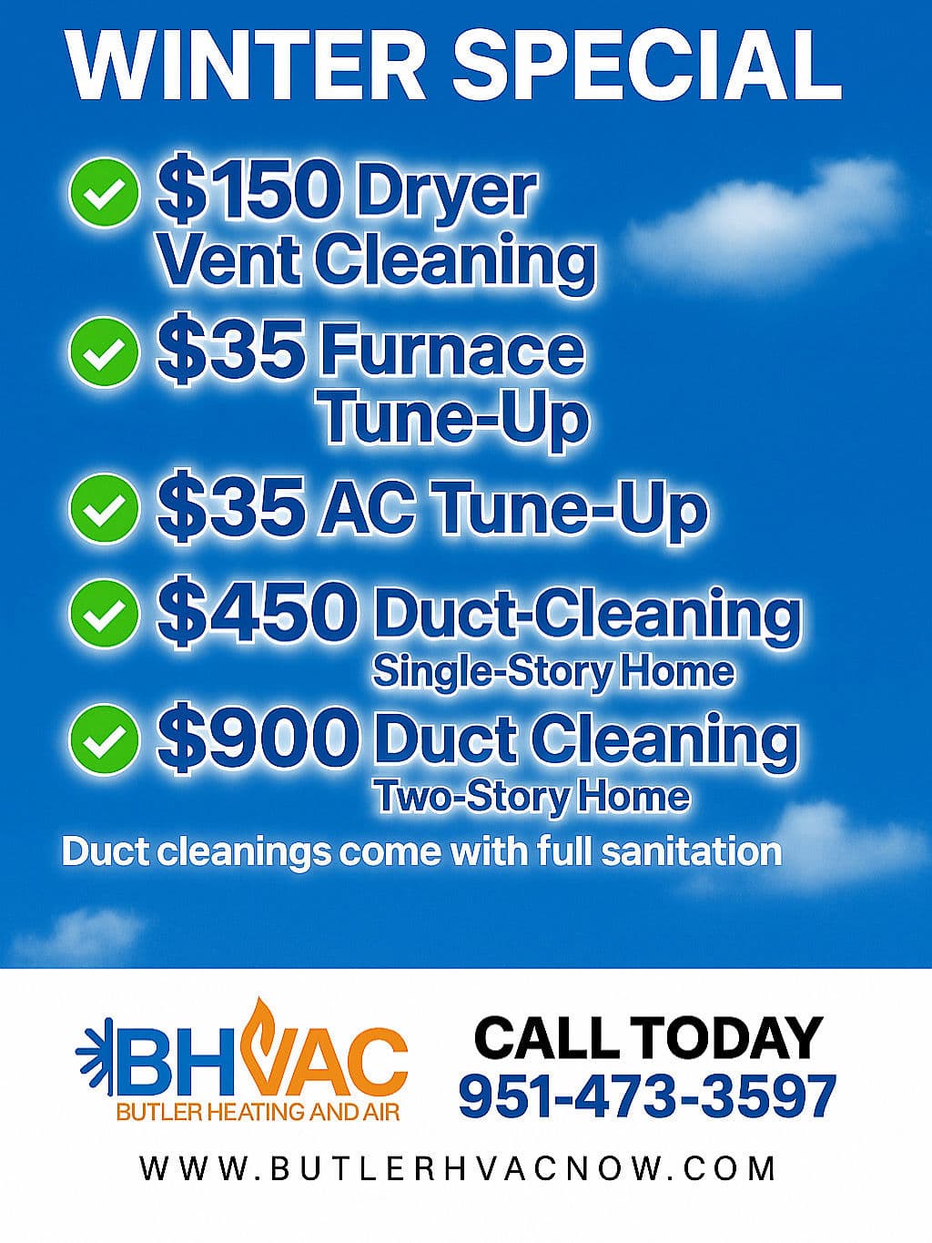 Winter Heating and Cooling Specials from Butler Heating & Air image